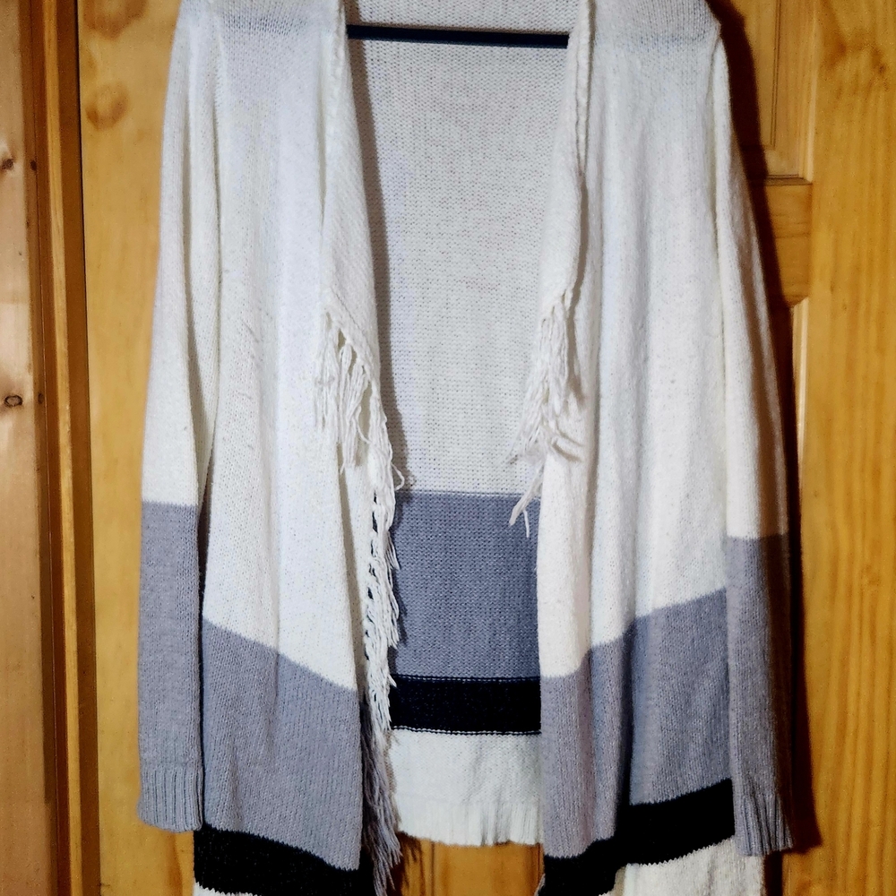 ⭐️Bass Multicolor Open Front Cardigan Size XL Colorblock Fall Layering Business